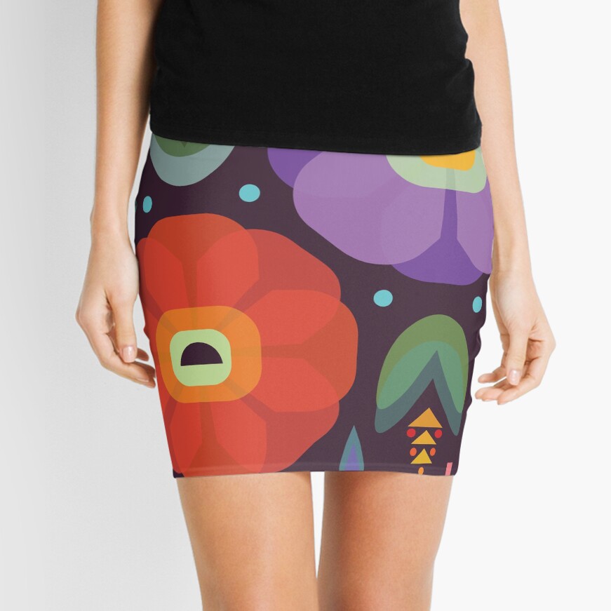 Flowerfully Folk Mini Skirt