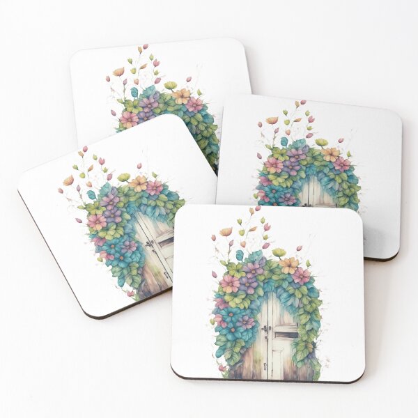Item preview, Enchanted Floral Door – Whimsical Nature-Inspired Art designed and sold by sirenandscript.