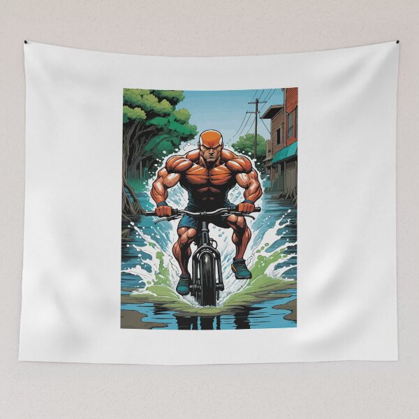 Item preview, A muscular young man rides a bicycle. designed and sold by Whose-sweat.