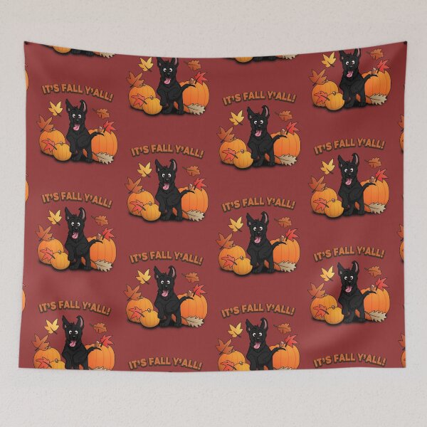 Item preview, It's Fall Yall!  Black german shepherd puppy autumn season design designed and sold by polygrafix.