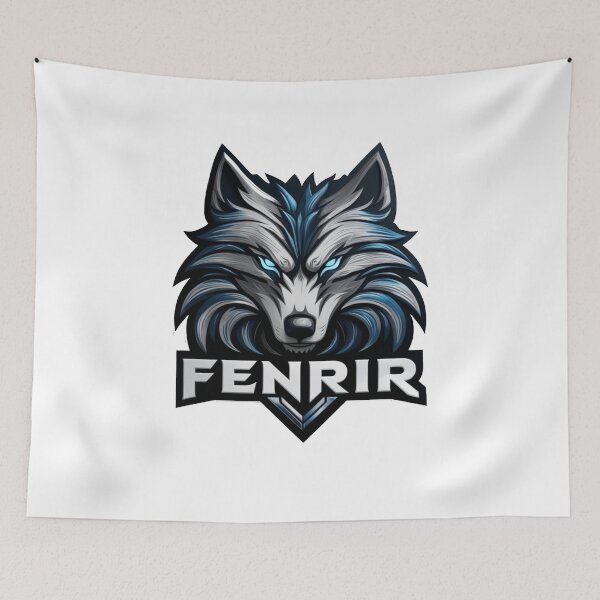 Item preview, A wolf with blue eyes and a blue tongue is on a white background designed and sold by PWDigitalArt.