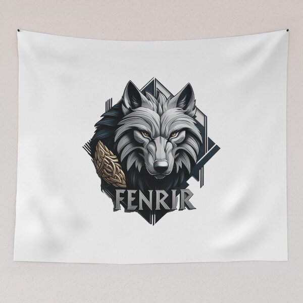 Item preview, A wolf with a gold object in its mouth and the name Fenrir designed and sold by PWDigitalArt.