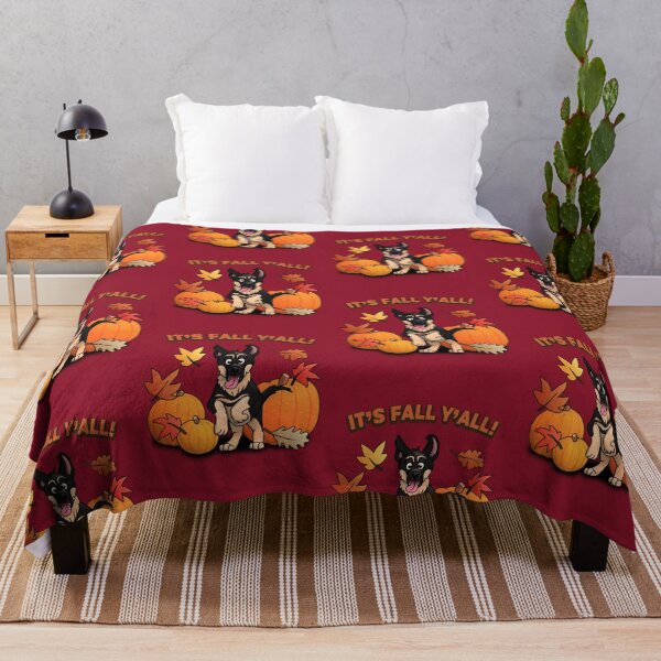 Item preview, It's Fall Yall! Black and tan bicolor german shepherd puppy autumn season design designed and sold by polygrafix.
