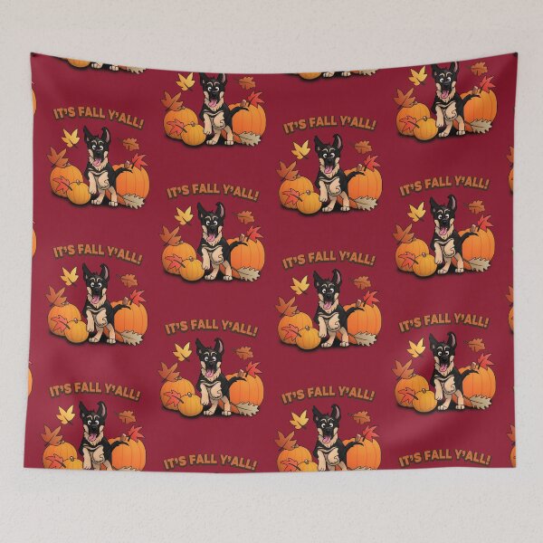 Item preview, It's Fall Yall!  Black and tan bicolor german shepherd puppy autumn season design designed and sold by polygrafix.