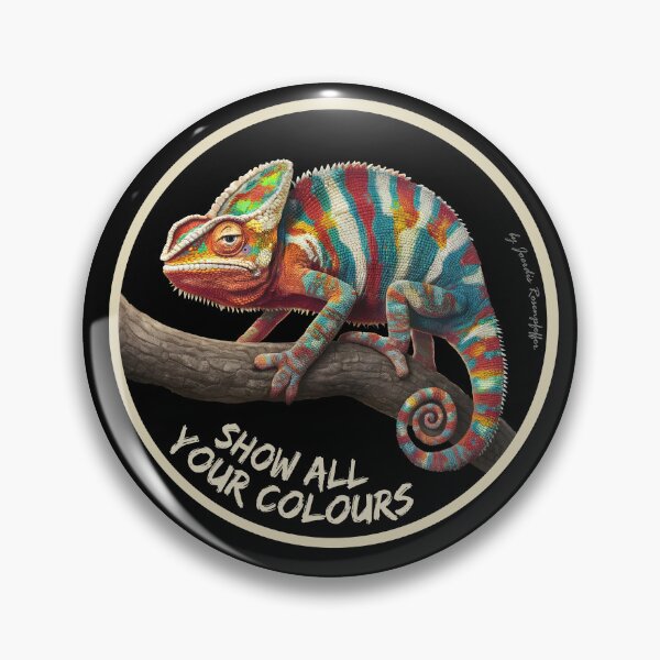 Artikelvorschau, Show all your colours - farbenfrohes Chamäleon rundes Logo professionelles Design entworfen und verkauft von LessStressNerd.