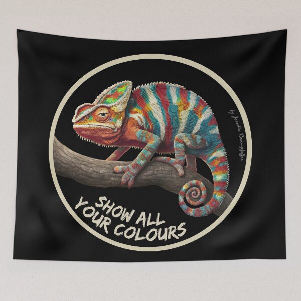 Item preview, Show all your colours - colorful chameleon round logo professional design designed and sold by LessStressNerd.