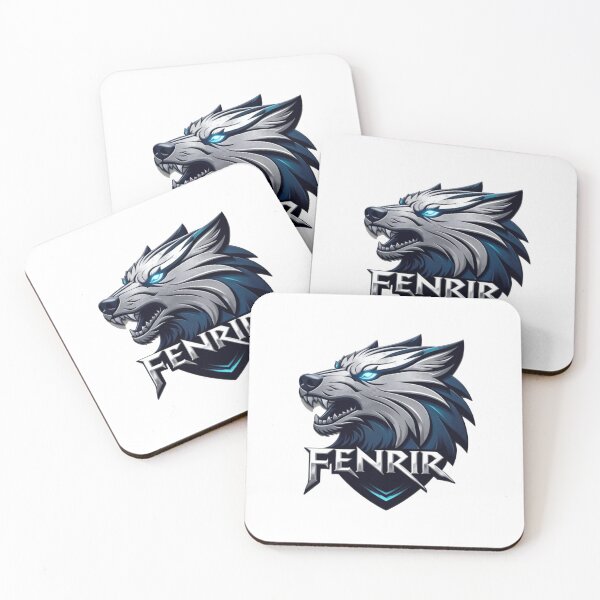 Item preview, A wolf with blue eyes and a mouth open, with the word Fenrir written below it designed and sold by PWDigitalArt.