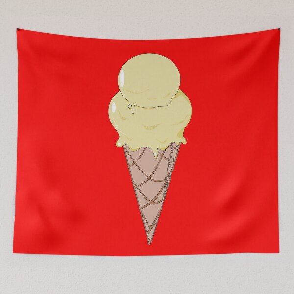 Item preview, A Vanilla Ice Cream Cone with Red Background, Summer Fun designed and sold by judy snyder.