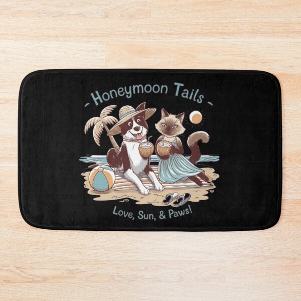 Item preview, Border Collie & Siamese Cat Beach Honeymoon designed and sold by Petpixy.