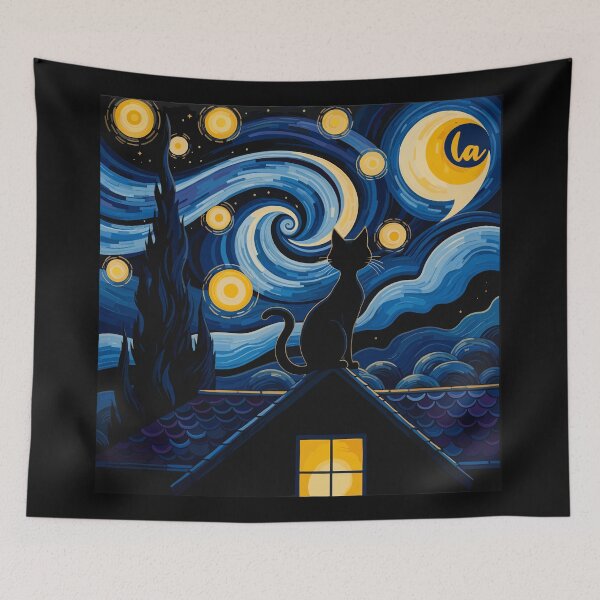 Item preview, Halloween Starry Night Black Cat Comma-la Tee - Artistic Kamala Parody designed and sold by NexaArts.