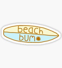yellow and blue beach bum surfboard Sticker