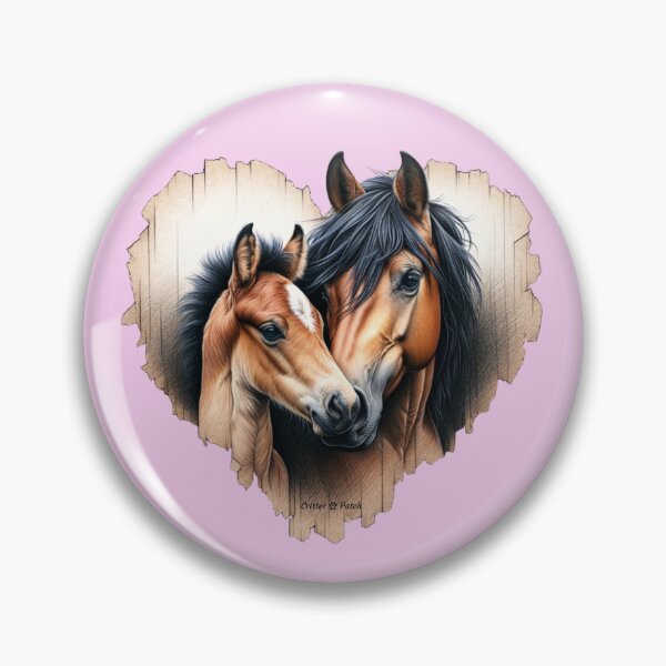 Item preview, Bay Mare and Foal Heart designed and sold by critterpatchusa.