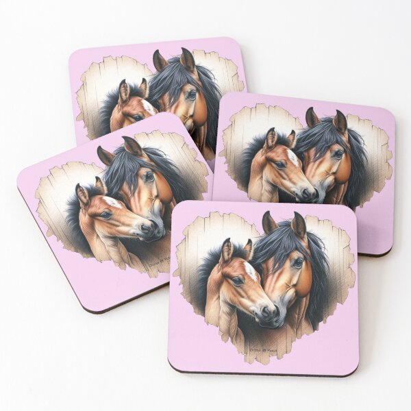 Item preview, Bay Mare and Foal Heart designed and sold by critterpatchusa.
