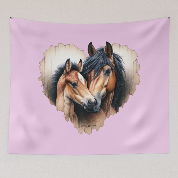 Item preview, Bay Mare and Foal Heart designed and sold by critterpatchusa.