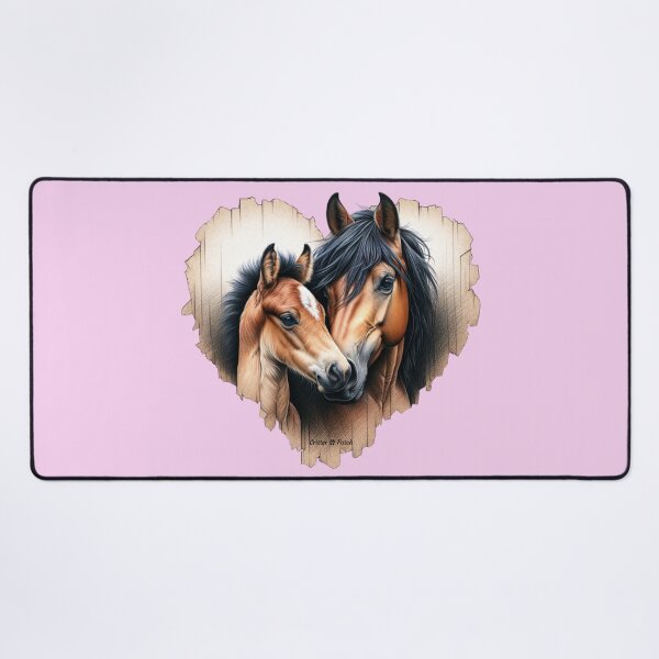 Item preview, Bay Mare and Foal Heart designed and sold by critterpatchusa.