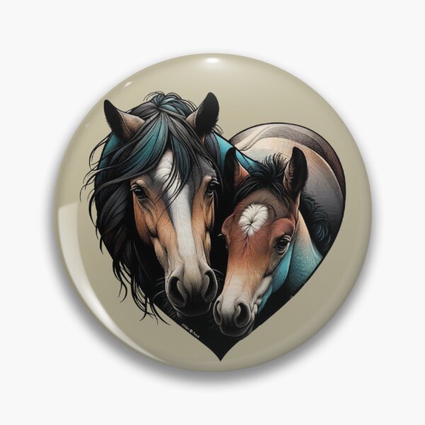 Item preview, Pretty Bay Mare and Foal Heart designed and sold by critterpatchusa.
