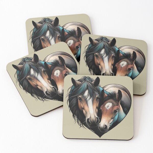 Item preview, Pretty Bay Mare and Foal Heart designed and sold by critterpatchusa.