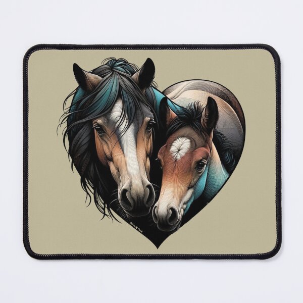 Item preview, Pretty Bay Mare and Foal Heart designed and sold by critterpatchusa.
