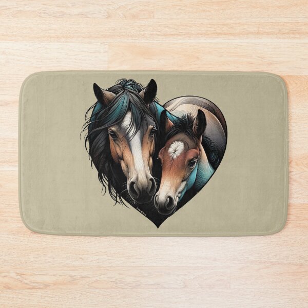 Item preview, Pretty Bay Mare and Foal Heart designed and sold by critterpatchusa.