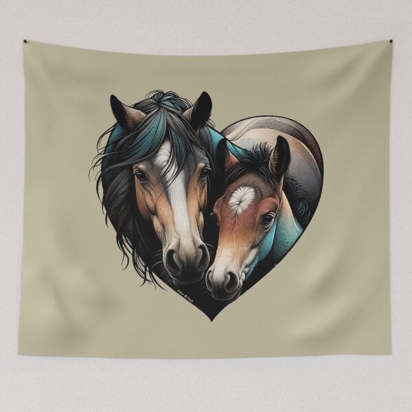 Item preview, Pretty Bay Mare and Foal Heart designed and sold by critterpatchusa.