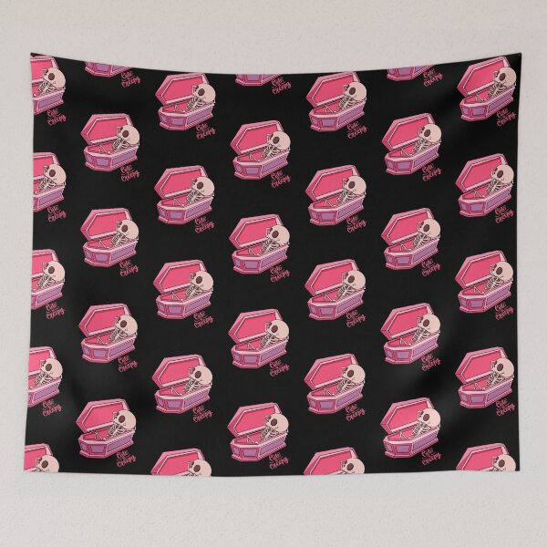 Item preview, Resting Skeleton Pink Coffin Cute and Creepy designed and sold by FreeStyleTrend.