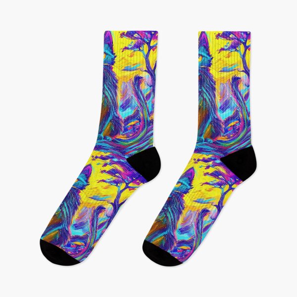 Item preview, Colorful Cat in a Dreamlike Landscape designed and sold by blackhalt.