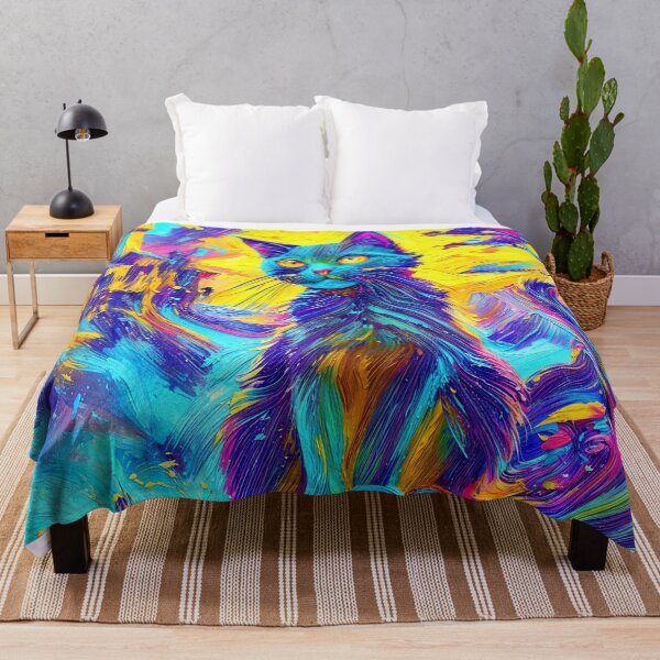 Item preview, Colorful Cat in a Dreamlike Landscape designed and sold by blackhalt.