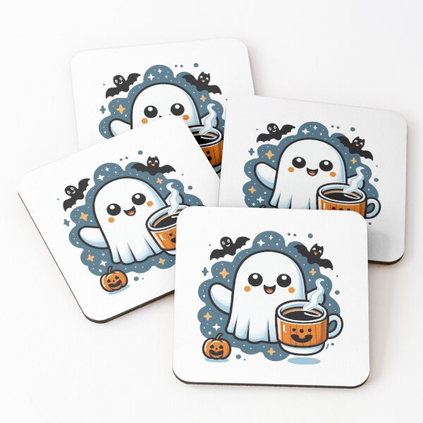 Item preview, Halloween Ghost Cute Ghosts with Coffee Cup Spooky Coffee Lover designed and sold by PodBloom.
