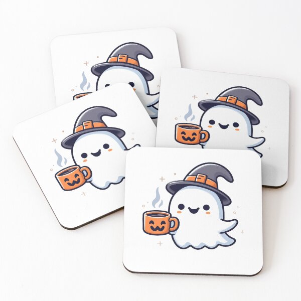 Item preview, Halloween Ghost Cute Ghosts with Coffee Cup Spooky Coffee Lover designed and sold by PodBloom.