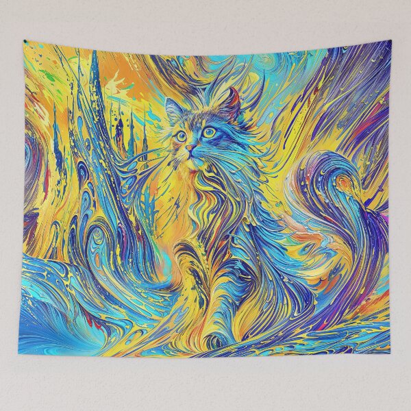 Item preview, Colorful Dreamscape with Majestic Cat designed and sold by blackhalt.