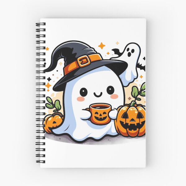 Aperçu de l'œuvre Amoureux de la citrouille Fantôme effrayant d'Halloween Fantômes mignons avec une tasse de café Amateur de café effrayant créée et vendue par PodBloom.