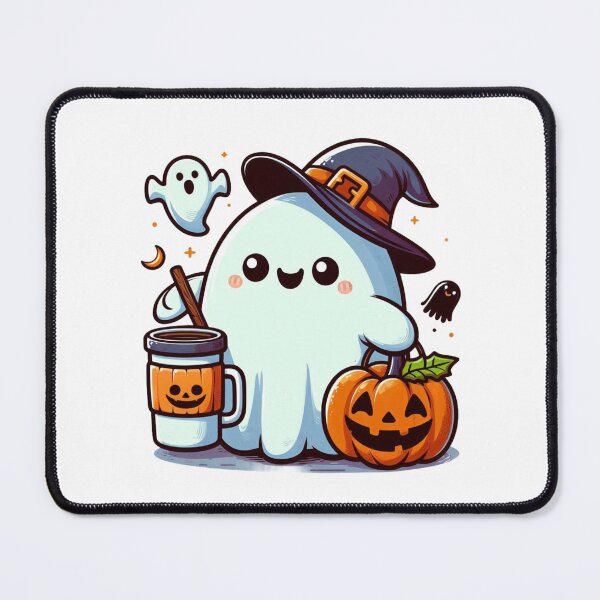 Aperçu de l'œuvre Fantôme d'Halloween Fantômes mignons avec une tasse de café Amateur de café effrayant créée et vendue par PodBloom.