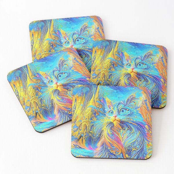 Item preview, Color-Infused Whimsical Cat Portrait designed and sold by blackhalt.