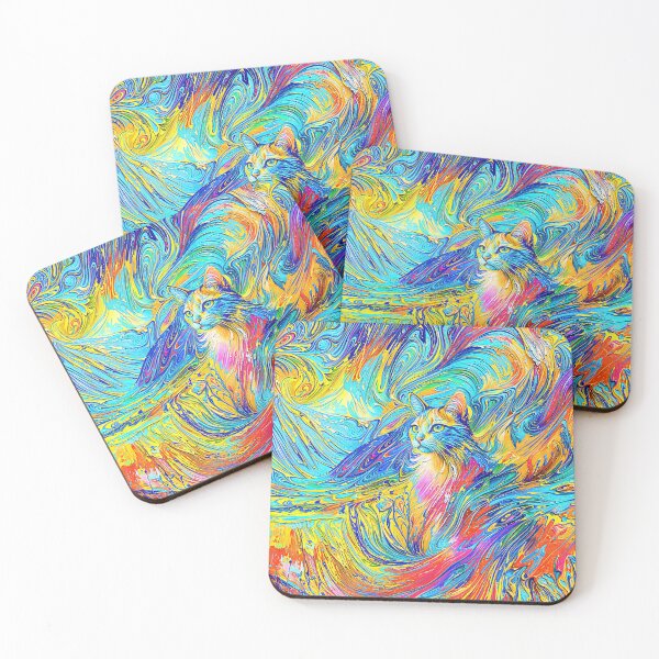 Item preview, Feline Fantasy in a Swirl of Rainbow Tones designed and sold by blackhalt.