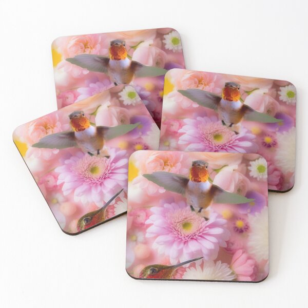 Item preview, Beautiful Annas Hummingbirds flying around flowers painting designed and sold by Yogibear & Rachelle .