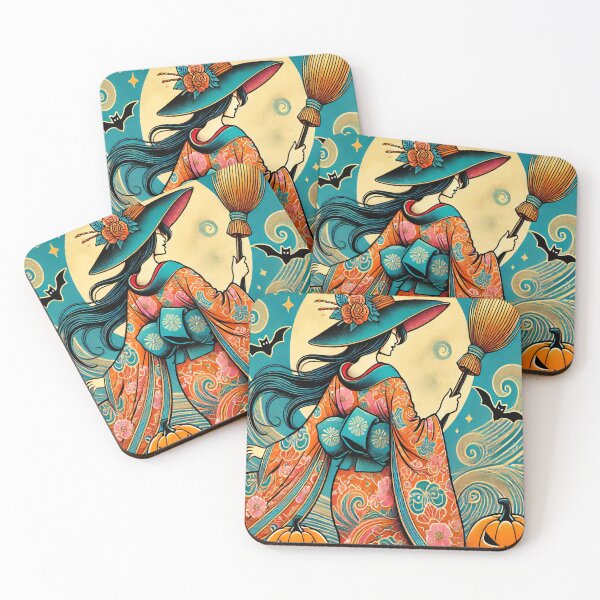 Item preview, Geisha Witch Under the Full Moon - Halloween Japanese Art designed and sold by SakuraJapanArt.