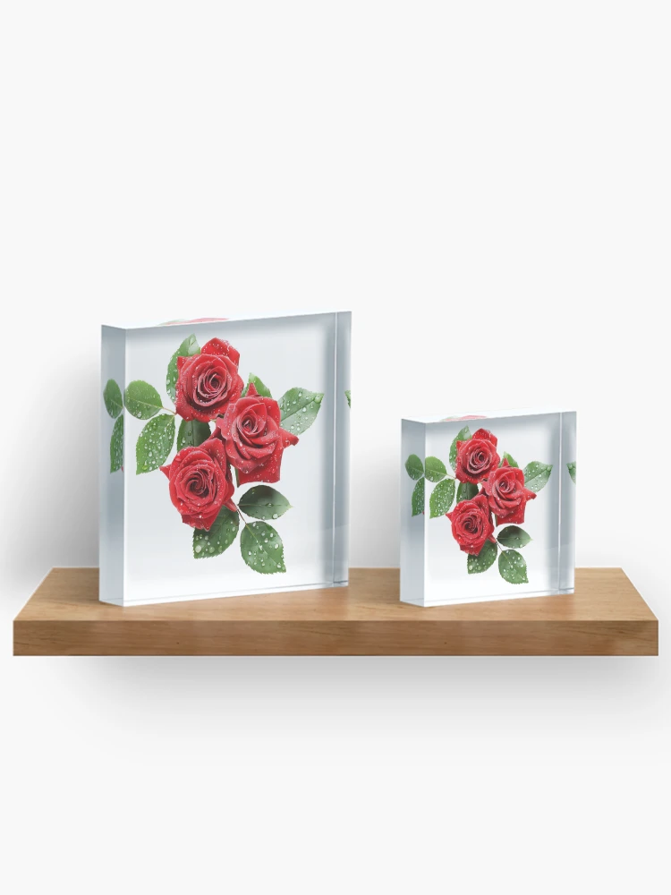 Thumbnail 3 of 5, Acrylic Block, Red Roses - Roses Collection designed and sold by Styled by Anne.