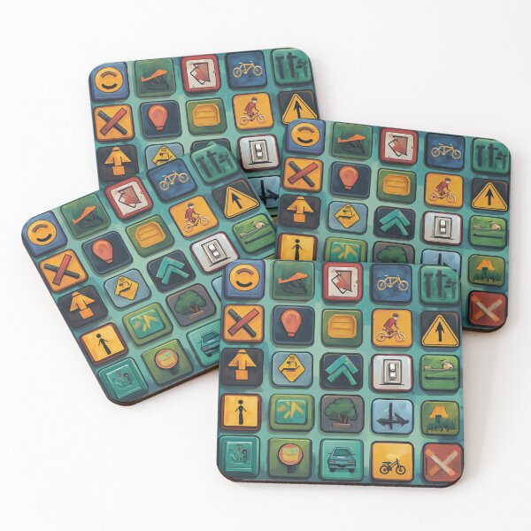 Item preview, Street signs and icons on green designed and sold by mind-coloring.