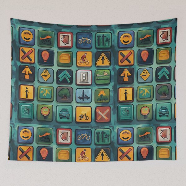Item preview, Street signs and icons on green designed and sold by mind-coloring.