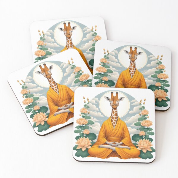 Item preview, A meditating giraffe in a lotus flower garden  designed and sold by yearmoe.