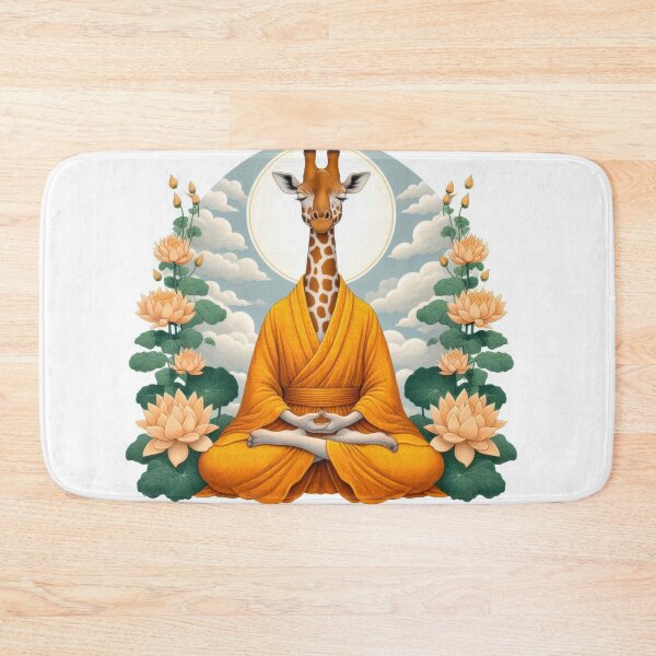 Item preview, A meditating giraffe in a lotus flower garden  designed and sold by yearmoe.