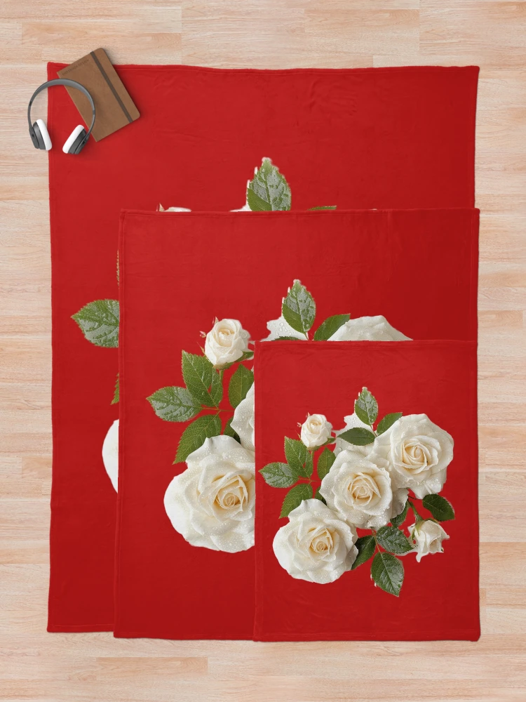 Thumbnail 5 of 6, Throw Blanket, White Roses - Roses Collection designed and sold by Styled by Anne.