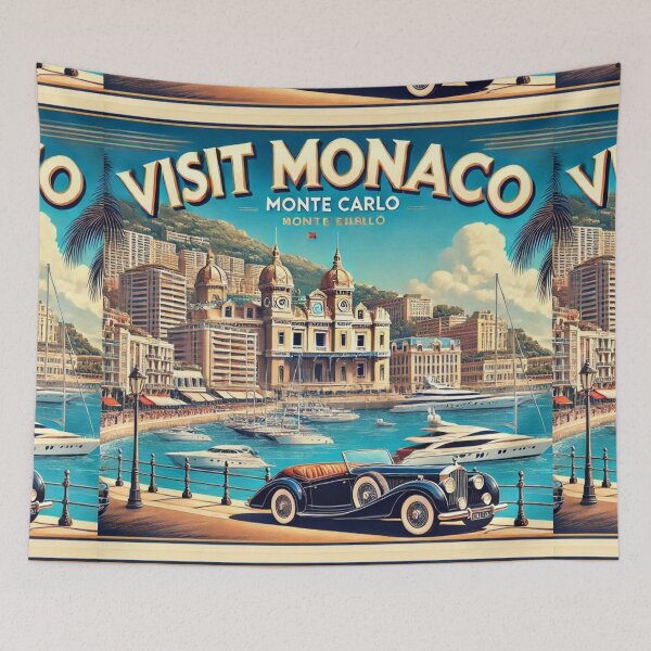 Item preview, Luxury Monaco Travel Poster with Bentley Brooklands designed and sold by Meta2Physical.