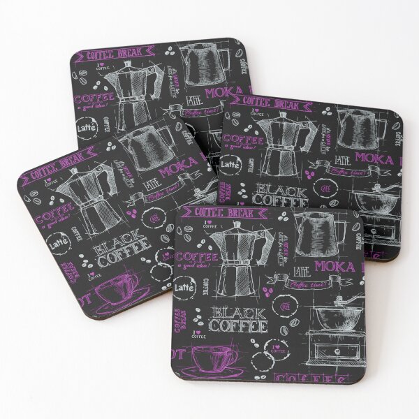 Item preview, Pink pot of coffee - blackboard pattern  designed and sold by PP-Patterns.
