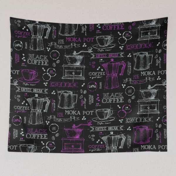 Item preview, Pink pot of coffee - blackboard pattern  designed and sold by PP-Patterns.