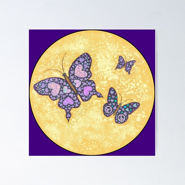 Aperçu de l'œuvre Papillons violets sur la lune. créée et vendue par HoppRock.