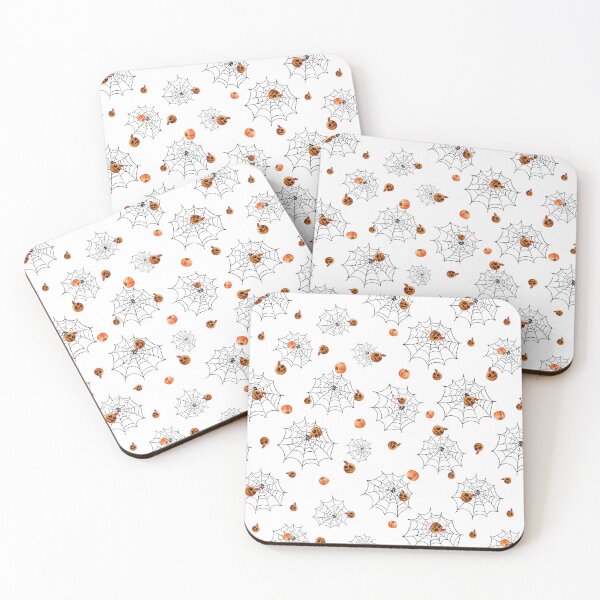 Item preview, Seamless pattern with black cobwebs and cute pumpkins with heads of cute freaks designed and sold by natalidesign.
