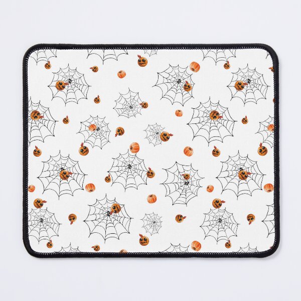 Item preview, Seamless pattern with black cobwebs and cute pumpkins with heads of cute freaks designed and sold by natalidesign.
