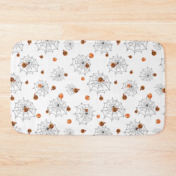Item preview, Seamless pattern with black cobwebs and cute pumpkins with heads of cute freaks designed and sold by natalidesign.