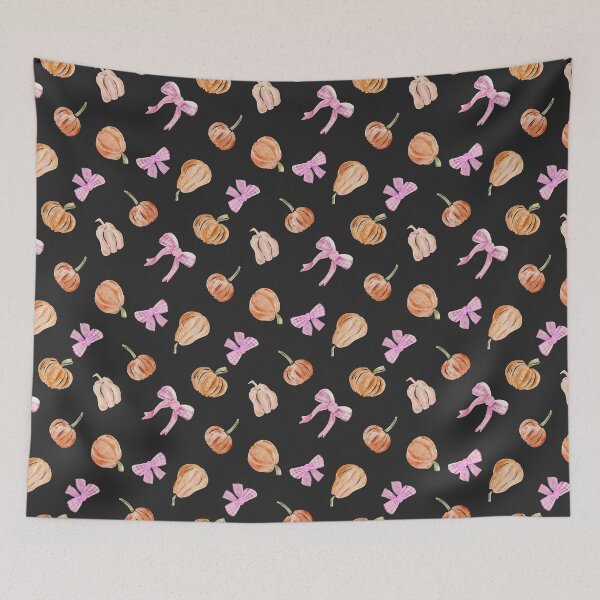 Item preview, Cute Pink Bows and Pumpkins on Black &Preppy Coquette Aesthetics designed and sold by aneladesigns.
